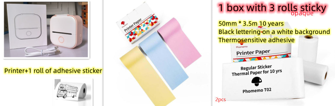 Portable Pocket Printer - Mini Thermal Photo and Label Printer, Bluetooth-Compatible for Home and School Use