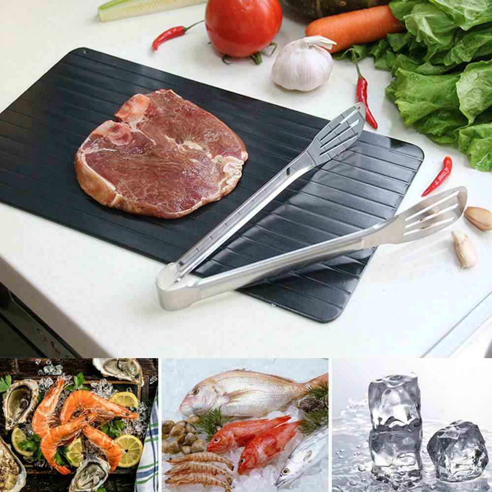 Fast Defrost Tray for Quick Thawing of Frozen Food, Meat, and Fruit - Instant Defrosting Tray Kitchen Gadget