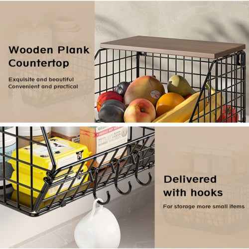 Metal Fruit Baskets Wall Holder Storage Basket Organizer Shelf For Fruit 2 Pack