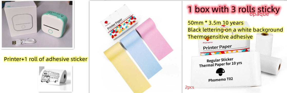 Portable Pocket Printer - Mini Thermal Photo and Label Printer, Bluetooth-Compatible for Home and School Use