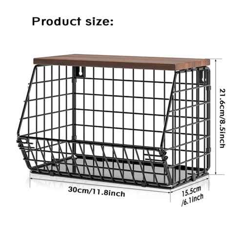 Metal Fruit Baskets Wall Holder Storage Basket Organizer Shelf For Fruit 2 Pack