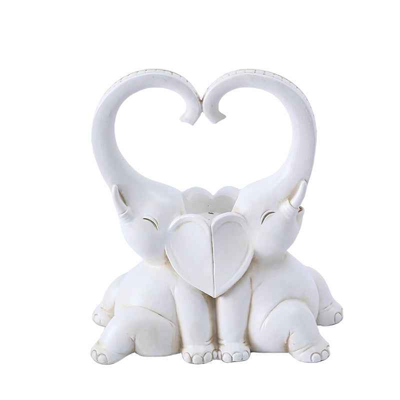Couple Elephant Candlestick Decoration Resin Crafts