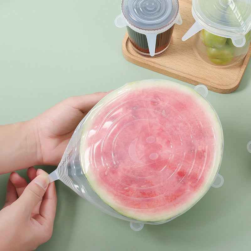 6Pcs Reusable Stretch Lids - Food Silicone Cover Fresh-Keeping Dish Cap for Kitchen Storage and Organization