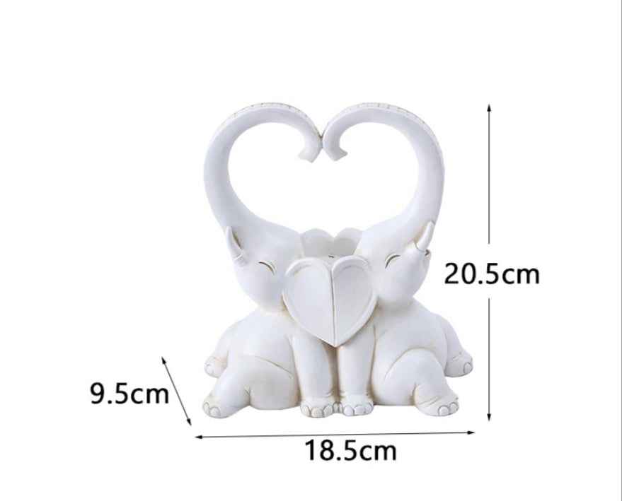 Couple Elephant Candlestick Decoration Resin Crafts