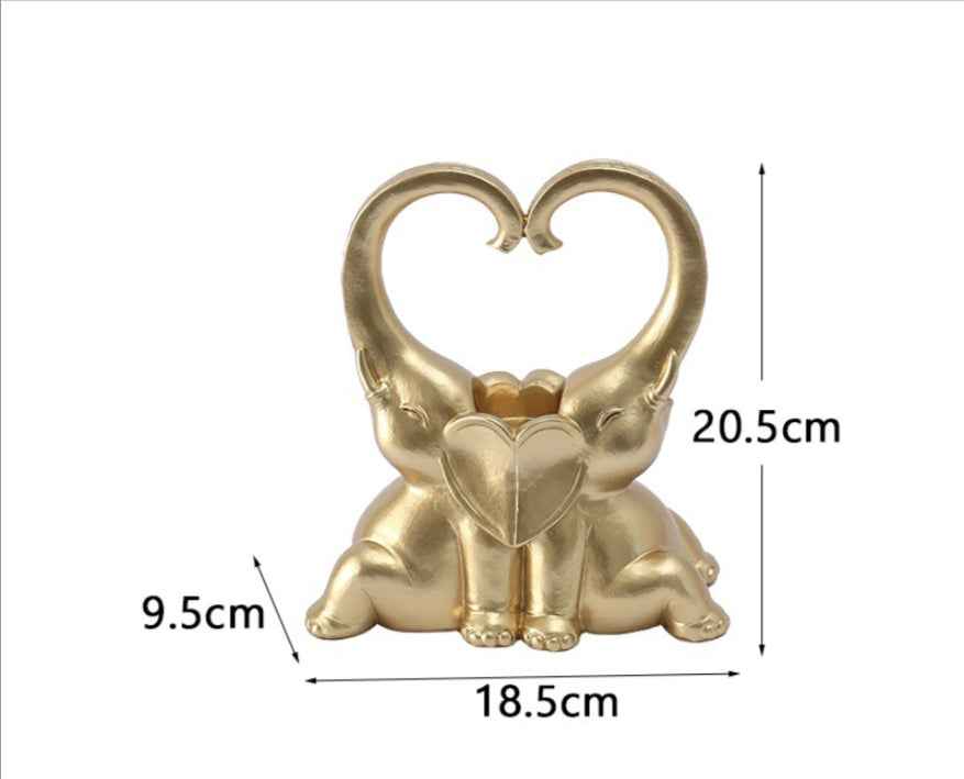 Couple Elephant Candlestick Decoration Resin Crafts